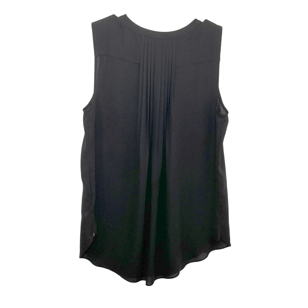 NYDJ Womens Black Sleeveless Henley Pleated Back Blouse Size M Pocket Top - Picture 4 of 5